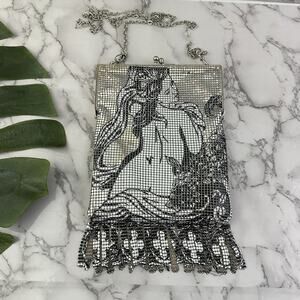 Whiting & Davis Silver Mesh Bella Purse Bag New Lady Art Clutch Fringe Kiss Lock